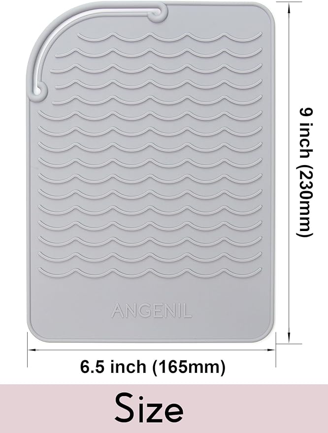 ANGENIL Flat Iron Silicone Mat and Travel Case for Hair Tools - Heat Resistant Mat, Straightener Pad, and Curling Iron Sleeve (9" x 6.5")