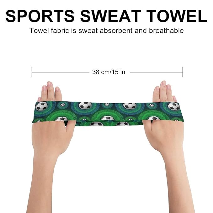 Sweatband Sports Headband for Running, Cycling, Basketball, Yoga, Fitness (Cool Soccer Football Black)