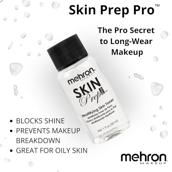 Mehron Makeup Skin Prep Pro Mattifying Skin Toner | Long Lasting Pre-Makeup Skin Primer (1 fl oz)
