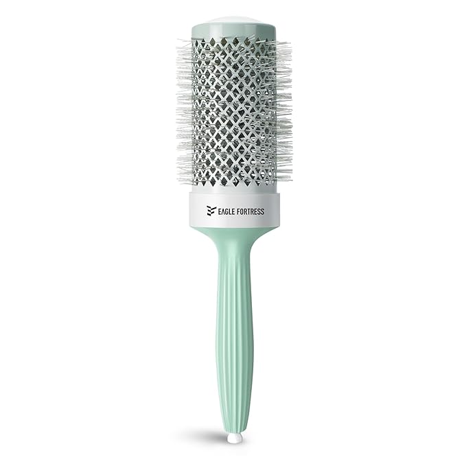 Eagle Fortress Round Brush for Blow Out, Thermal Ceramic Hair Brush for Blow Drying with Ionic Bristle for Professional Blowout Brushing - Green, 53mm