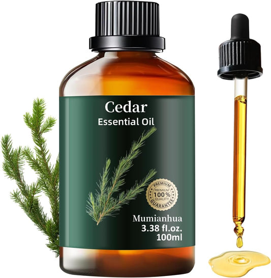 Cedarwood Essential Oil Pure, Mumianhua Natural Cedarwood Oil for Hair, Skin, Diffuser, Aromatherapy, Hair, Aromatherapy, Soap Making, 3.38 Fl Oz