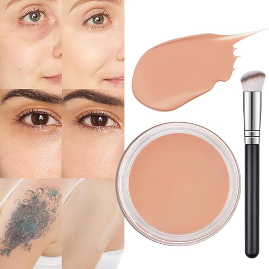 Kaely Pot Concealer Full Coverage Set,under Eye Brightener Concealer for Conceals Dark Circles,Waterproof Foundation Face Makeup Brush Kit,Color Correcting Concealer,Eye Ring corrector de ojeras 03