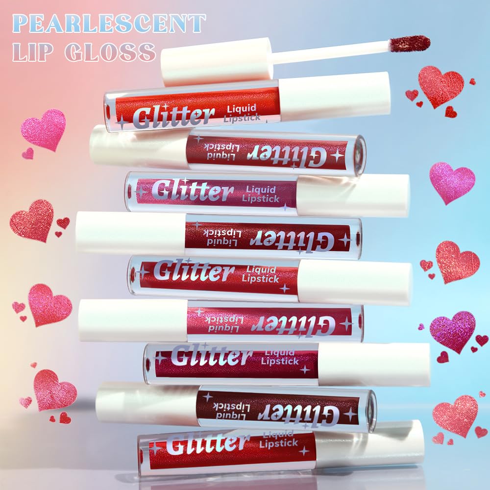 Orange Pink Metallic Lipstick for Women,Lightweight Glitter Sparkling Liquid Lipsticks,Shimmer Lip Gloss Stain Long Lasting Waterproof Smudge Proof Non-Drying 24 Hour Full Coverage Lip Makeup,Vegan