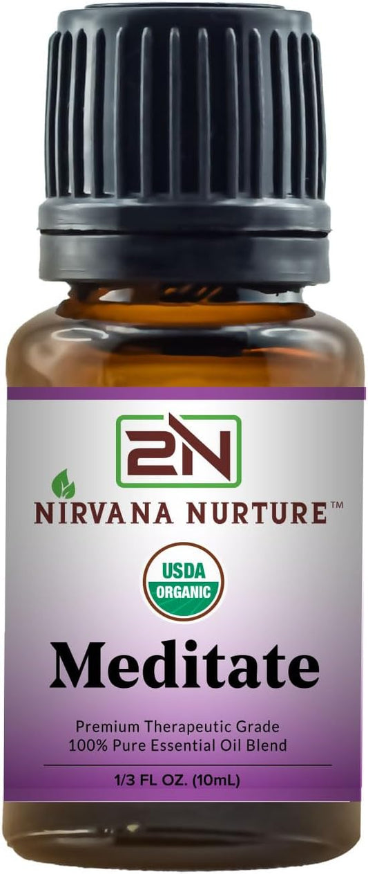 Meditate Blend USDA Certified Organic, 100% Pure and Premium, Undiluted, Meditation, Aromatherapy, Calm, Relax