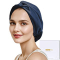 ZIMASILK 22 Momme Adjustable 100% Mulberry Silk Bonnet for Sleeping Women, Silk Hair Wrap for Hair Protection, That Reduces Falling off (1Pc, Navy Blue)
