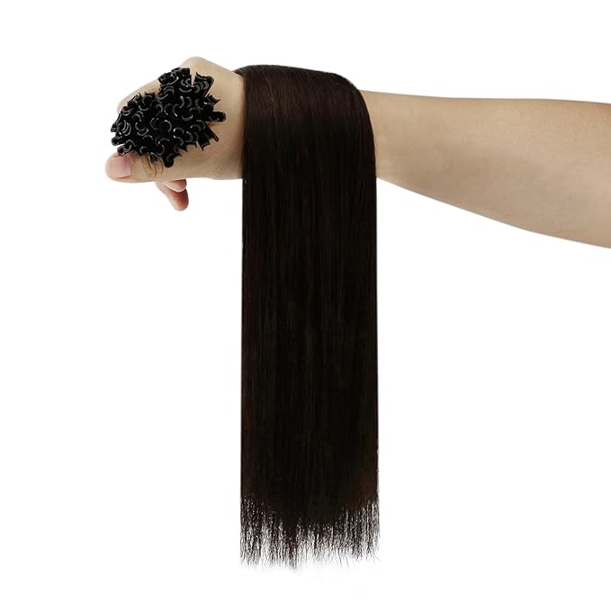 YoungSee U Tip Hair Extensions Human Hair Brown Hair Extensions Utip Human Hair Darkest Brown 14n 1G/S 50G