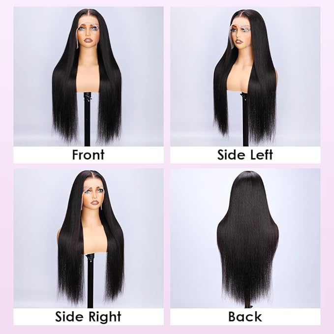 Hermosa 220% 13x4 Lace Front Wigs Human Hair Pre Plucked with Baby Hair 28 inch 12A Brazilian Straight Human Hair Wigs for Women Natural Hairline Natural Color