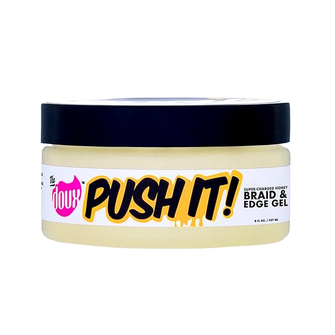 The Doux Edge Control & Braiding Gel for Natural Hair Push It! Braid & Edge Gel for Slick Styles, Frizz Control & Moisture – For Women with Flyaway Hold & Shine