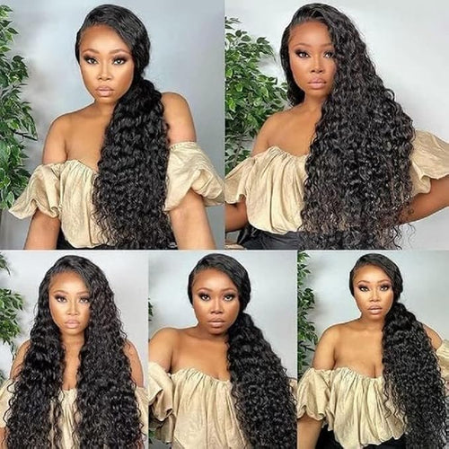 250% Density Deep Wave Human Hair Wig 13x6 Mongolian Lace Front Deep Curly Lace Front Wigs Human Hair Pre Plucked Deep Wave Frontal wig For Black Women Full And Thick (30 Inch, 13x6 Wig)