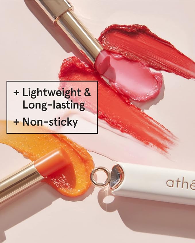 ATHÉ Authentic Lip Balm 08 LUSTY (Tinted), Lightweight Wear & Plumping Lips without Stickiness, Moisturizing & Nourishing Plant-Based Vegan Chapstick for Dry, Petrolatum Free, Cruelty-Free