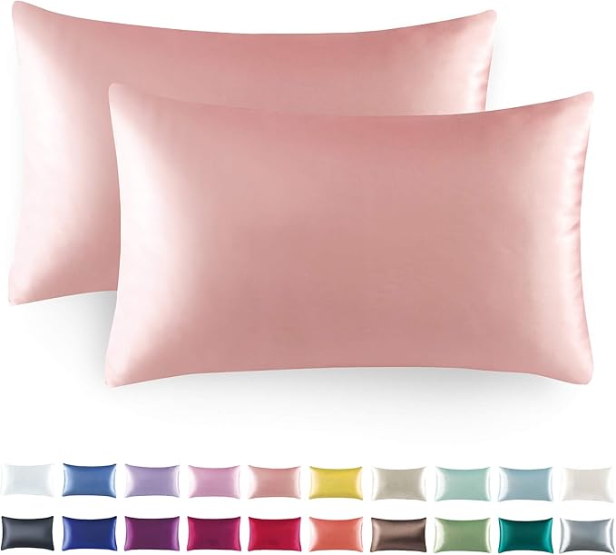 Tyfitb Satin Pillowcase for Hair and Skin, Coral Pillowcases Set of 2, Cooling Pillow Cases King Size(20×36 Inches), Soft Luxury Satin Pillowcase with Envelope Closure