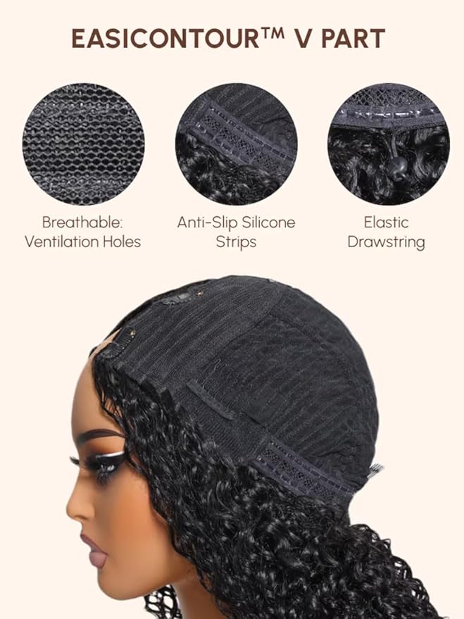 YIROO V Part Wig Yaki Straight Human Hair Wigs for Black Women Upgrade Upart Wig No Leave Out 12A Glueless Kinky Straight 20 Inch