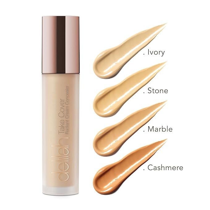 delilah - Take Cover Radiant Cream Concealer - Chashmere - Blendable, Hydrating, Long-Lasting, Light Reflecting, Imperfections Corrector - Enriched with Vitamin E - Medium to Full Coverage - 0.12 Oz