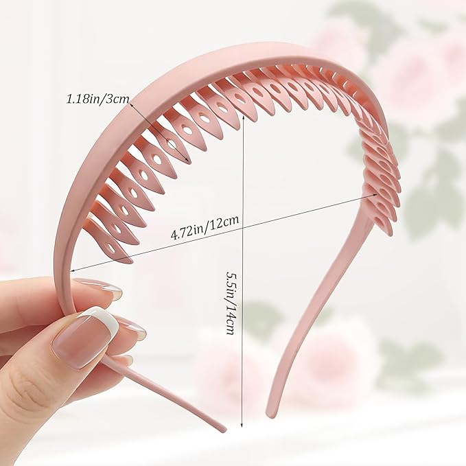 4 Pack No Pressure Headbands for Glasses Wearers – Wide teeth U-Shaped headband for no headache, no pressure, secure hold for thick and fine hair(set-A)
