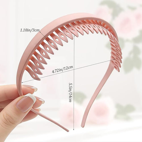 4 Pack No Pressure Headbands for Glasses Wearers – Wide teeth U-Shaped headband for no headache, no pressure, secure hold for thick and fine hair(set-A)