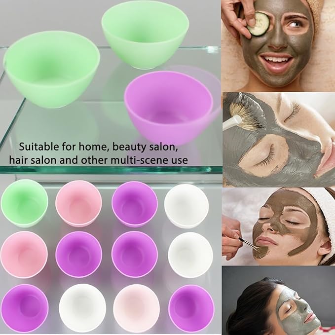 8-Piece Silicone Mixing Bowl Set, 3.3-Inch Microwaveable Silicone Bowls for Facial Masks, Mud Masks, and Other Skin Care Products Facial Bowls for Estheticians. (4 colors)