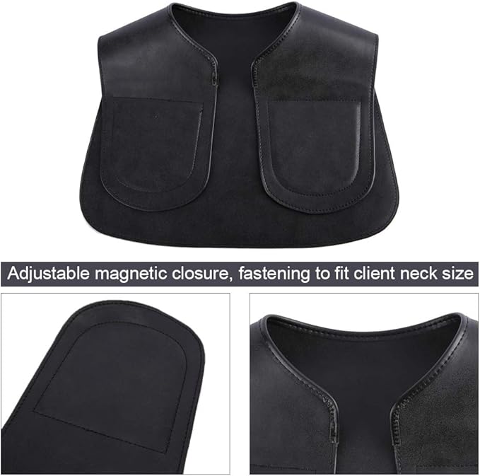 BARBER PRO Salon Cutting Collar, Waterproof Hair Cutting Cape Neck Fitting Accessories, with Adjustable Closure, Non-Slip Neck Wrap for Hairdressing, Hair Dye or Hair Cut -Black