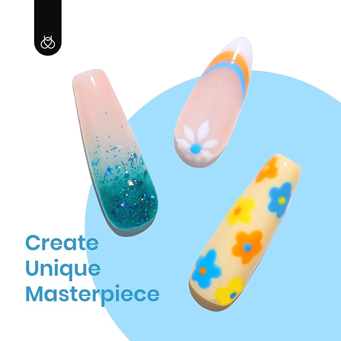 beetles Gel Polish Set, 6 Colors Yellow White Orange Blue Gel Polish Kit, Glitter Green Nail Polish Soak Off Nail Lamp Nail Art Manicure Kit, DIY Home Salon Gifts for Women