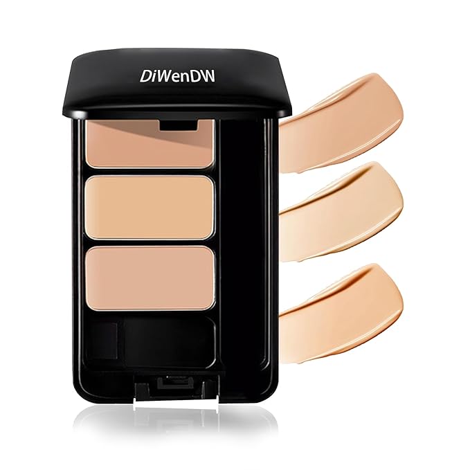 3 Colors Corrector Palette,Moisturizing Long Lasting Waterproof Cream Contour Makeup Palette,Color Correcting Concealer,Natural Flawless Full Coverage Liquid Foundation Set with Makeup Brushes