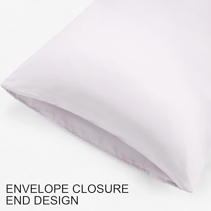 uxcell 2 Pack Silk Satin Pillowcase for Hair and Skin, Cool, Silky, Soft Breathable Pillow Cases Standard Size 20x26 Inch Sateen Pillowcase Lavender Gray with Envelope Closure