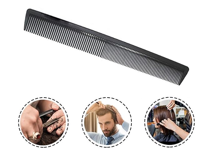 Carbon Fiber Cutting Comb, Professional 8.15” Styling Comb, Hairdressing Comb For All Hair Types, Fine and Wide Tooth Hair Barber Comb