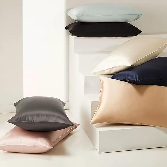 Pure Mulberry Silk Pillow Cases Standard Size, Oeko-TEX Certified 100% Silk Pillowcase for Hair and Skin, Premium 22 Momme silk zippered pillowcase, USA, Dark Gray, 1 Pc 20"x26" (Standard, Slate Grey)