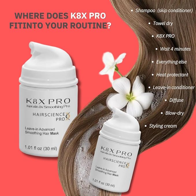 K8 Anti-Breakage Mask - For Breakage & Damaged Hair, Repairs Bonds & Removes Calcium Build-Up, With Glycine and Peptides, 8x Smoother Hair, 30ml / 1.01 fl oz.