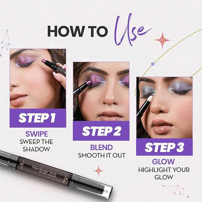 CHARMACY Multichrome 2 in 1 Cream Eyeshadow Stick, Waterproof Eye Brightener Highlighter Stick Makeup, High Pigmented, Smudge-Proof, Vegan & Cruelty-Free (SET2-902/904/906)