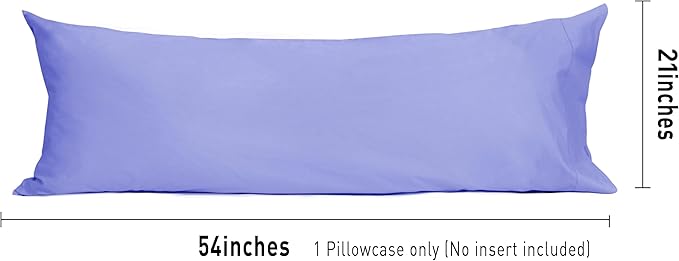 Sunflower Body Pillowcase 100% Cotton Long Pillow Cover/Case Envelope Closure 1 Pack, 21×54 inches Lavender, Soft and Breathable