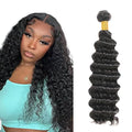 32 Inch Bundles Human Hair Natural Black Deep Wave Bundles Niegmeag Peruvian Virgin Remy Hair Extensions Double Weft Soft and Silky Color 1B Deep Wave Bundle Hair Weave 100g