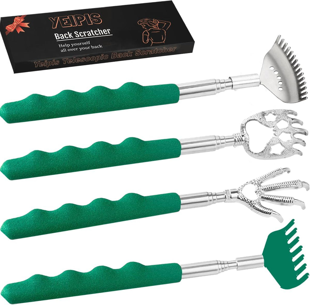 4-Piece Extendable Back Scratcher Set with Rubber Handles
