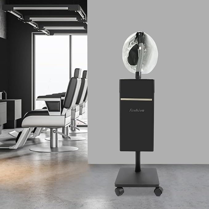 DYRABREST Professional Nano Hair Steamer Heavy-Duty Nano Steam Hair Treatment Machine Freestanding Multi-Function Hair Care Steamer for Color, Spa, Scalp Care, 4 Wheels & External Tank (Black)