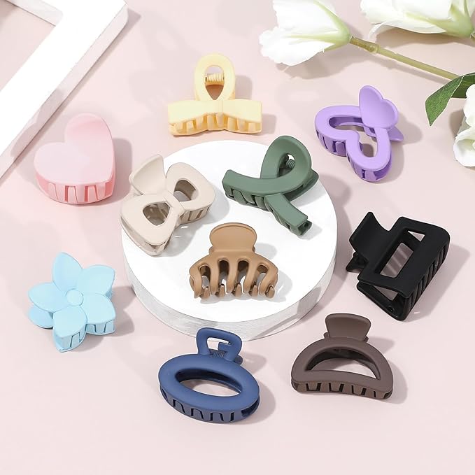10 Pack Mini Hair Clips 1.5 Inch Small Claw Clips for Women Girls 10 Styles Nonslip Matte Hair Accessories