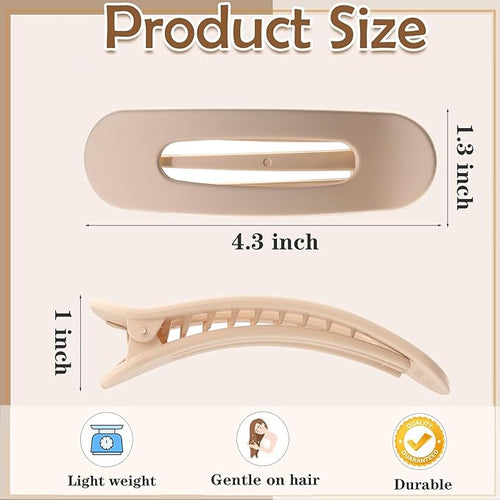 5 PCS Flat Hair Clips, Medium Lay Flat Claw Clips for Women Girls, Stylish Matte Non-slip Hair Claws for Thick Thin Hair(Tortoise)