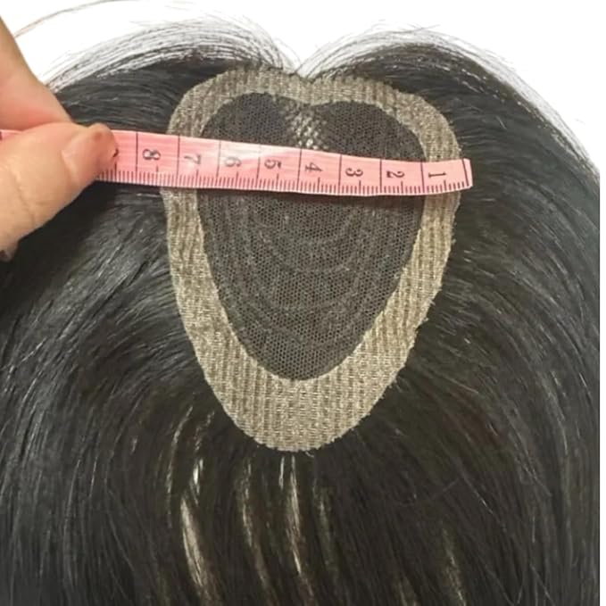 Anemone No Clips Human Hair Topper Piece Fringe Bangs for Women Wrap-Around Magic Paste with Invisible Lace for Natural Hair Loss Coverage (1B Lace French Bangs)