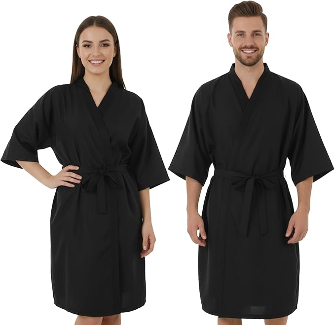 Salon Smock Barber Smock with Adjustable Tie for Hair Cutting, Black Salon Cape, Professional Stylist Jacket Waterproof Haircut Cape
