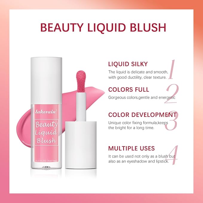Liquid Blush for Cheeks Makeup Face Blush, Weightless Cream Formula, Smudge Proof Long-Wearing Pigmented Blush, Natural Look Makeup Face Blushes, Shimmer Finish, Dainty - 08# Pink dating