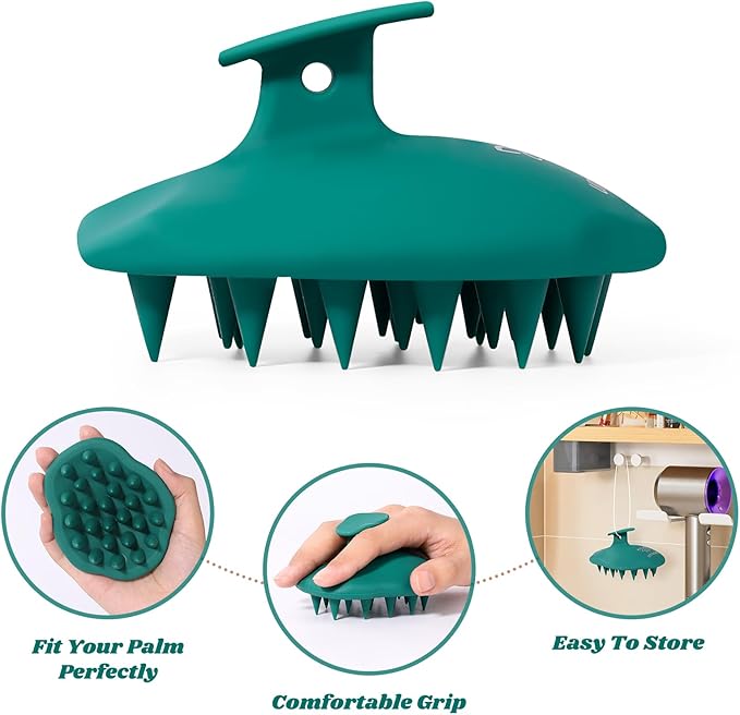 URTHEONE Scalp Massager Shampoo Brush for Hair Growth,Soft Silicone Scalp Scrubber Shower Brush for Women Men Kids Stress Relax&Scalp Exfoliator,Scalp Scrubber for Dandruff Removal (Forest)