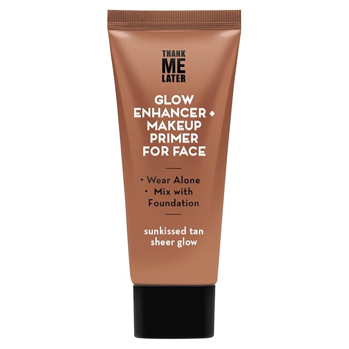 Elizabeth Mott Thank Me Later Glow Enhancer - Hydrating Face Primer & Highlighter for Radiant Skin, Vegan & Cruelty-Free, No Sulfates, Parabens, or Phthalates - Tan Sheer Glow Shade - 30g