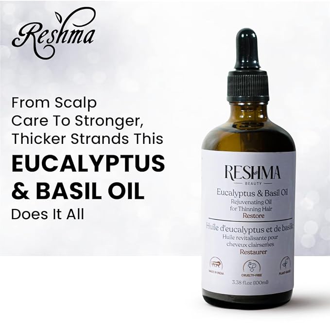 Reshma Beauty Eucalyptus & Basil Oil – Henna Infused Rejuvenating Oil for Thinning Hair | Restores, Strengthens & Nourishes