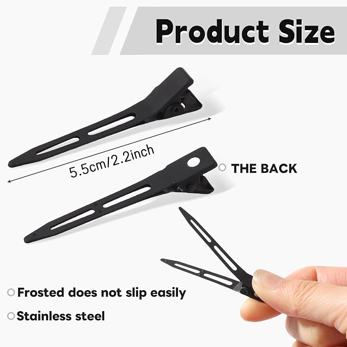Choicbaby 80 PCS Duck Clips for Hair 2.2 Inch Black Hair Clips Metal Duckbill Clip Hair Clips for Pin Curls Hair Accessories for Girls Women Hair Styling Clips
