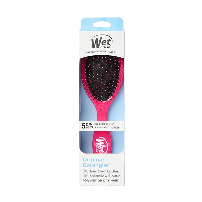 Wet Brush Detangling Brush, Original Detangler Brush (Pink) - Wet & Dry Tangle-Free Hair Brush for Women & Men - No Tangle Soft & Flexible Bristles for Straight, Curly, & Thick Hair