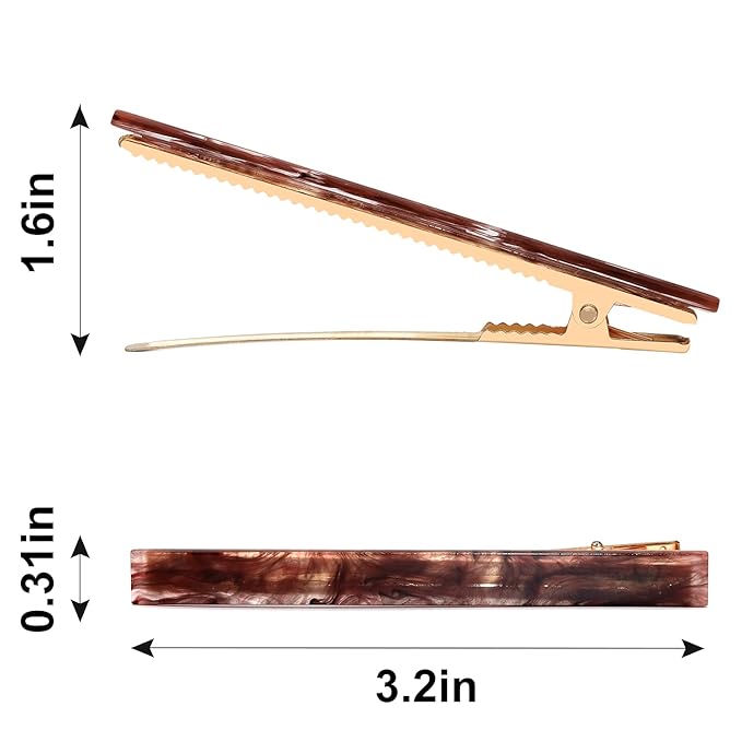 Cobahom 6 Pcs Duckbill Hair Clips Acrylic Resin Hair Clip Metal Duck Teeth Hair Pins Chic Tortoise Shell Hair Barrettes for Thick Hair (3 Coffee Color + 3 Yellow)