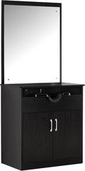 BarberPub Backwash Shampoo Bowl Sink Chair Station with Mirror Salon Styling Cabinet Spa Equipment 3130 (Black)