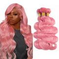 Pink Human Hair Bundles Light Pink Body Wave Bundles 18 20 22 Inch Niegmeag Peruvian Virgin Remy Hair Extensions Double Weft Soft and Silky Hot Pink Bundle Hair Weave