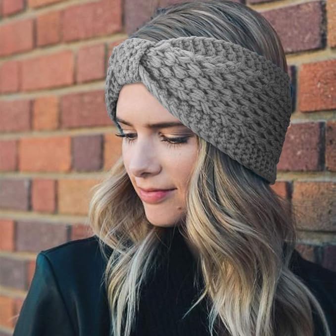 DRESHOW Knit Crochet Headband for Women Ear Warmer Soft Turban Stretch Warmer Headbands Winter Fashion Head Wrap