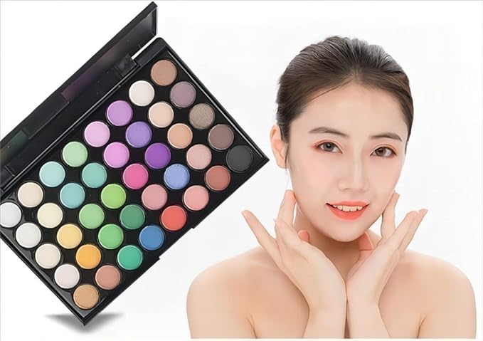 40 color Highly Pigmented Eye Makeup Palette, Matte Shimmer Metallic Eyeshadow Pallet Long Lasting Blendable Natural Colors Make Up Eye Shadows Cosmetics Gift Kit (E02)