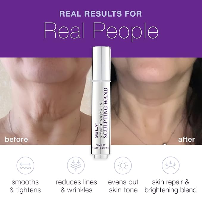 SBLA Beauty - Neck, Chin & Jawline Sculpting Wand 0.7 Fl Oz / 20mL - Lifts & Firms the Neck, Chin, Jawline & Decollete - Reduces Lines & Wrinkles - Smooths, Tightens Sagging Skin - Evens Out Skin Tone