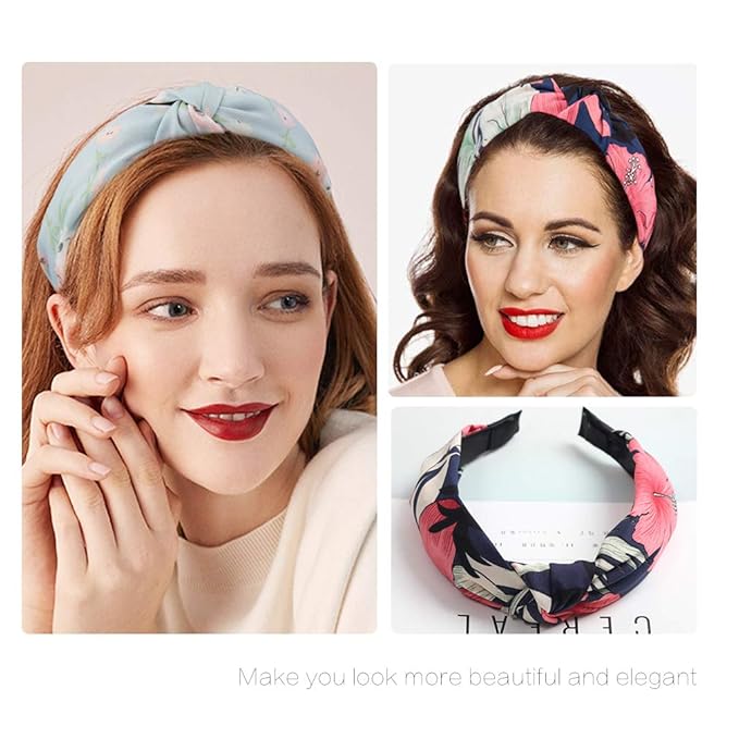 Wide Knotted Headbands for Women - 12 Pack Boho Hair Accessories, Elastic Turban Bandeau for Washing Face