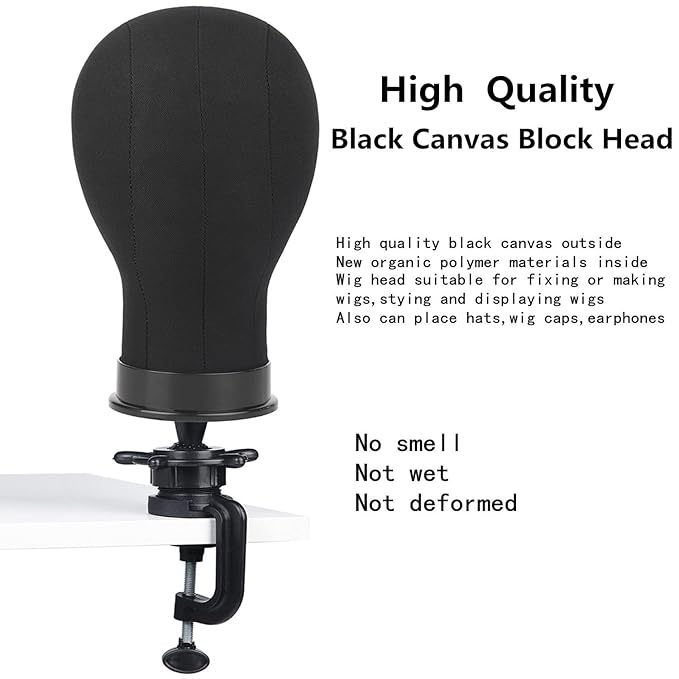 Wig Head 21Inch Canvas Block Head Wig Stand with Mannequin Head for Making Wigs Display Styling